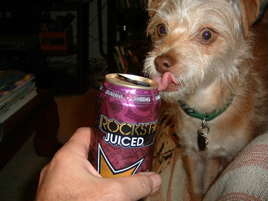 Tobey with an energy drink